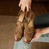 Fashion New Summer Sandals Genuine Leather Sandals Casual French Retro Round Toe Hollow Out GLADIATOR Sheepskin Sandals Thick Heel Shoes