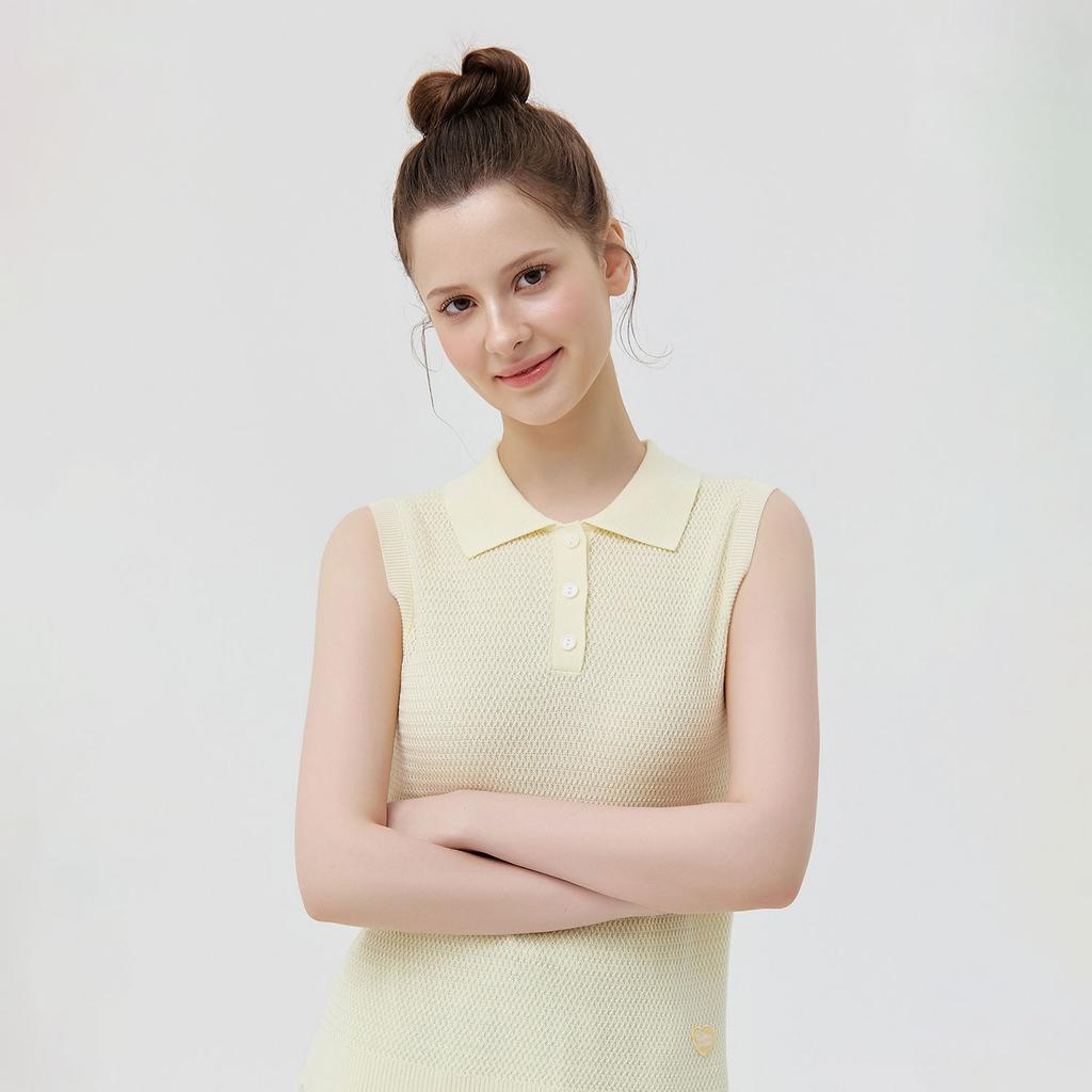 MARTINE GOLF Saint Collar Sleeveless Knit_Yellow