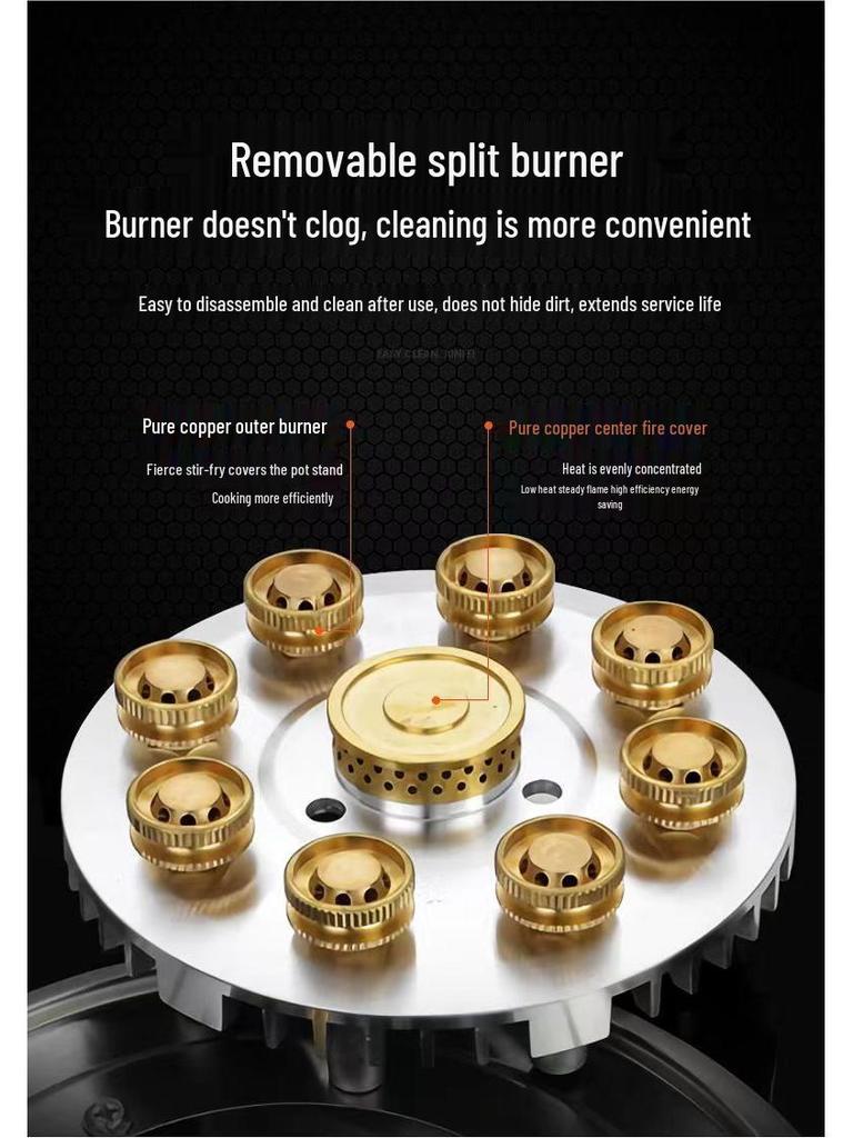 Charming Chef High-Power Natural Gas Single Burner Stove - Nine-Cavity Efficient Fire Dual-Use Hob
