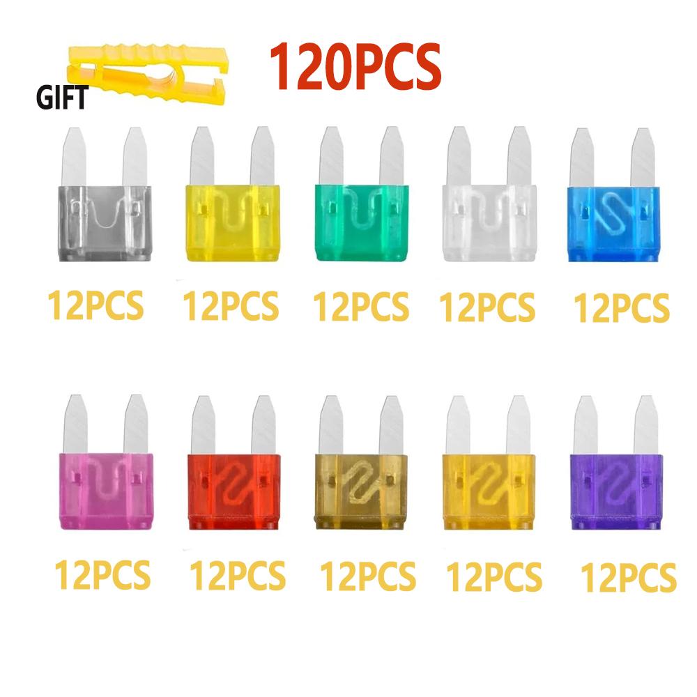 50/100/120 Pcs Car Truck Medium Blade Fuses 2A-40A10 Types Car Fuse Assortment Mixed Motorcycle Circuit Fuse With Box