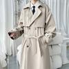 2025 Mens Trench Coat Men Double Breasted Belted Windbreaker Man Lapel Long Jacket Casual Windproof Overcoat Men Trench