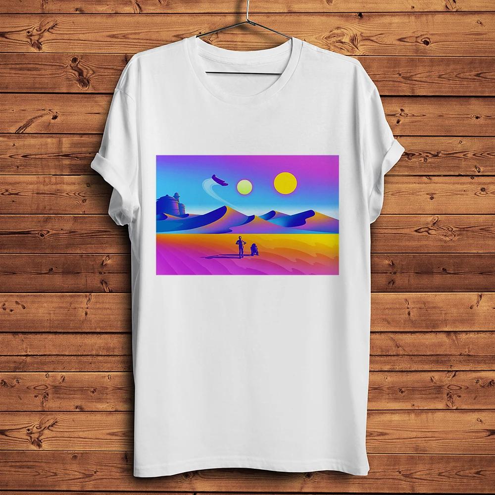

Robot Hike Tatooine Funny Geek TShirt UnisexWhite Casual Short Sleeve TeeStreetwear Unisex TshirtBreathable Print S