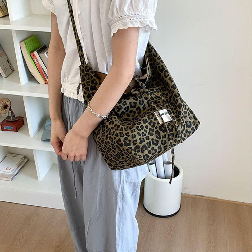 Large Capacity Plaid Crossbody Bags Simple Underarm Bag Fashion Leopard Shoulder Bag  Commuting