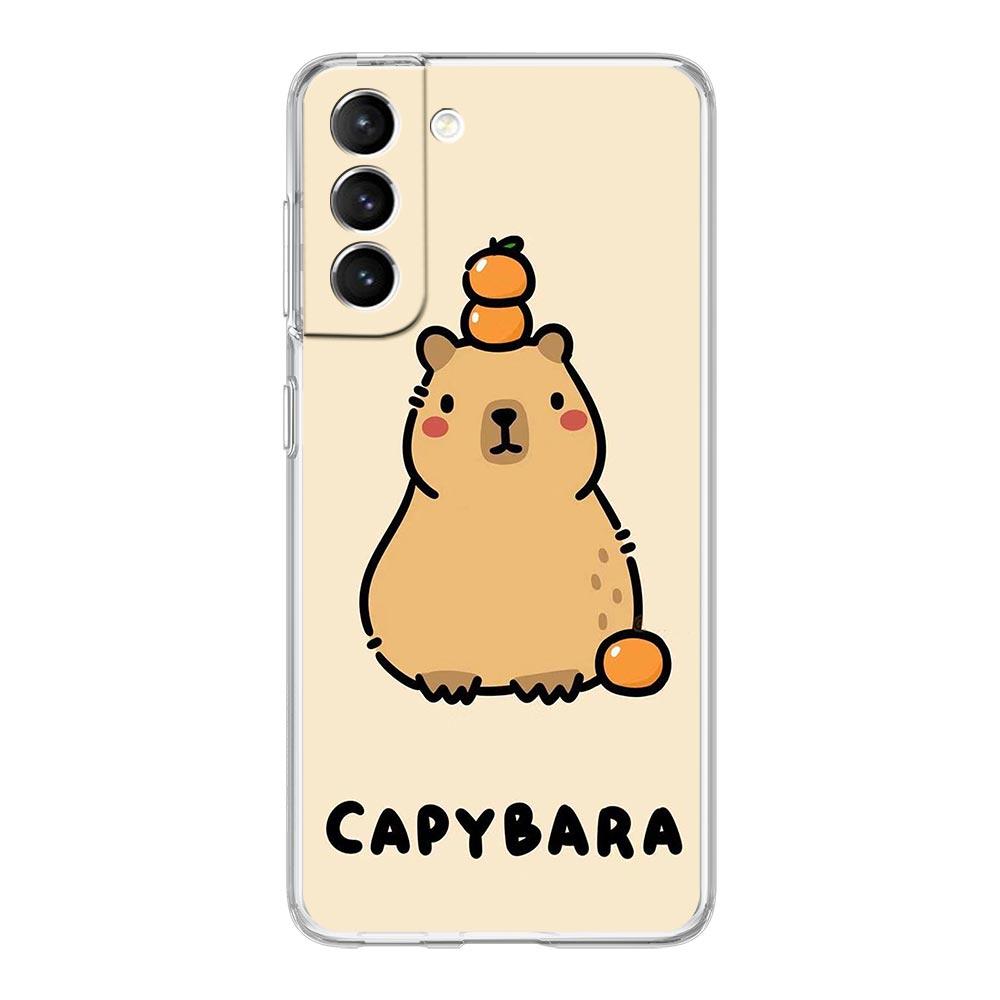 Phone Case For Samsung Galaxy S25 S24 S23 FE S22 Ultra S20 S21 5G S10 Plus S10E Soft Clear Cover Anime Capybara Porpoise
