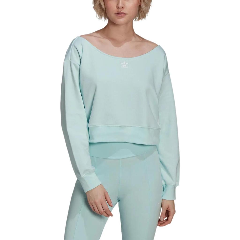 Adidas Originals SLOUCHY CREW Sweatshirt Women's Blue (Unisex) Sweatshirts HU1645