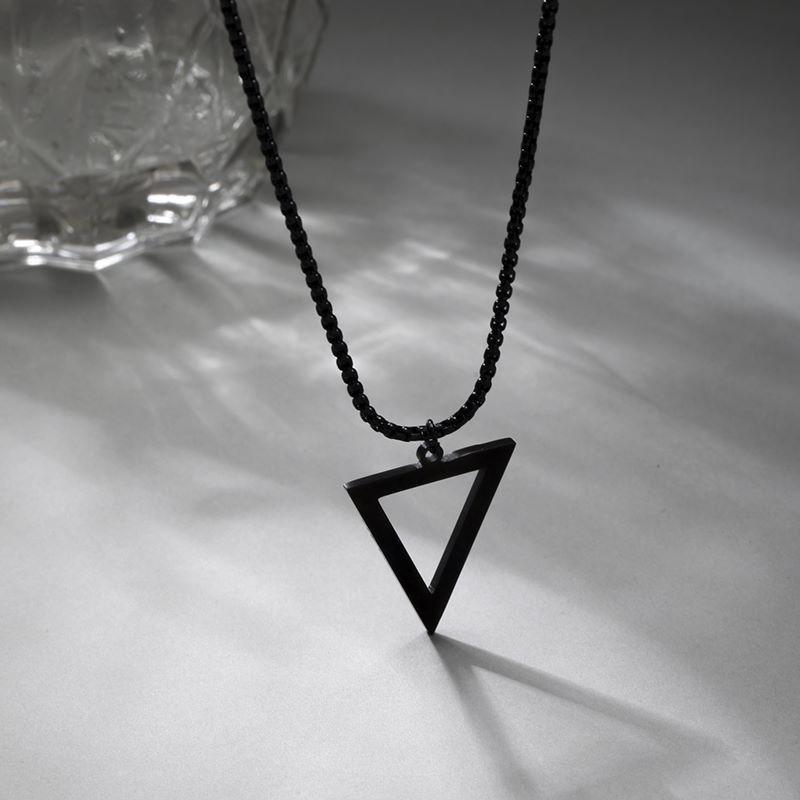 Titanium Steel Geometric Triangle Necklace Men's Geometric Pendant Cool Style Jewelry