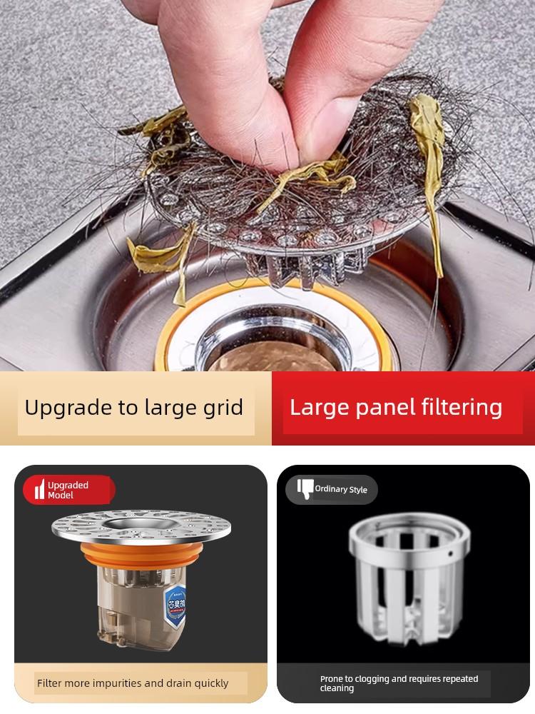 Universal Anti-Odor Core for Bathroom Floor Drain, Anti-Insect and Anti-Odor Device for Toilet Drain Pipes, Airtight Sealing Cover