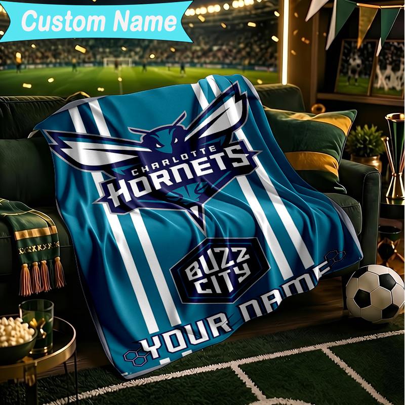 1PC Custom Name Blanket Charlotte Logo Art Flannel blankets Patterns Throw Blanket All-Season Soft Gift for Couch, Bed, Camping, Birthday gifts