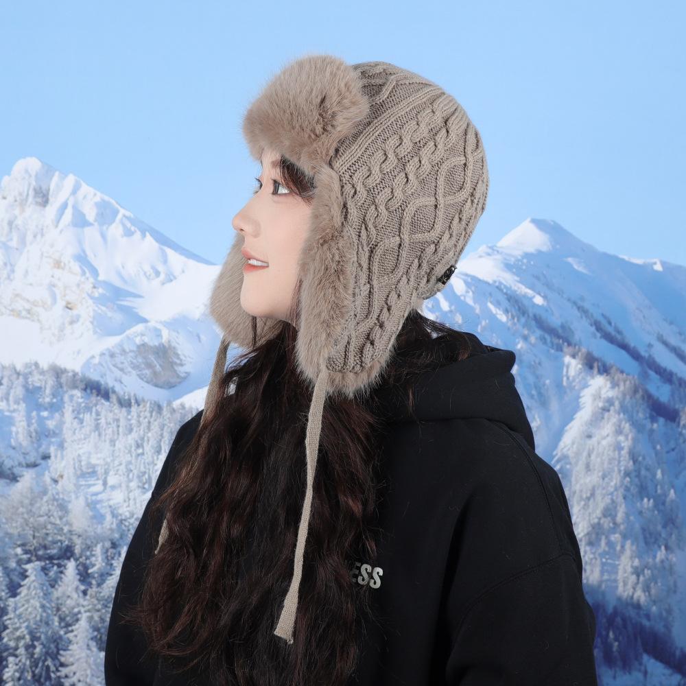 New Autumn and Winter Lei Feng Hat for Women Outdoor Skiing Windproof Cycling Cold Warm Ear Protection Pilot Versatile Hat