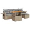 Vidaxl 6-Cz. Garden Furniture Set With Cushions, Beige, Poly Rattan