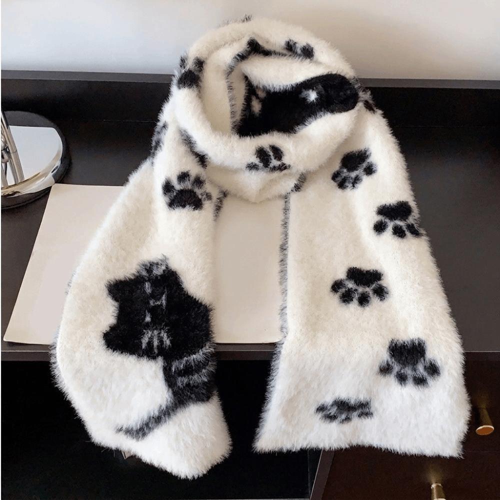Thick Guitar Cats Scarf Double Sided Long Plush Muffler Fashion Neck Wrap Trendy Men