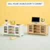 Stylish Kids' Miniature Sturdy Wood TV Cabinet for Dollhouses Realistic Living Room Furniture Playset Accessory