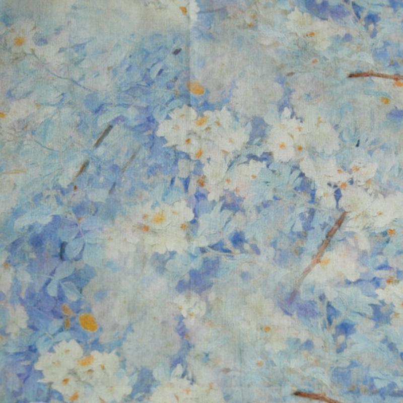 50x145cm Cotton Fabric with Abstract Floral Oil Painting Print, Daisy Wildflower Pattern Cotton Cloth for DIY Sewing Curtain