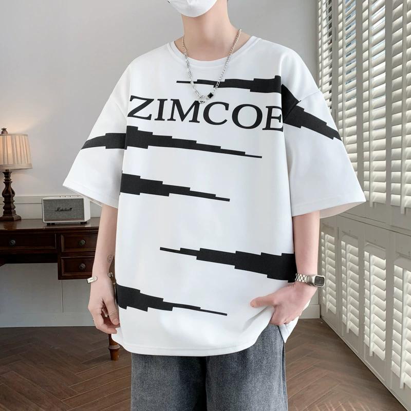Large Size Short Sleeved T-shirt for Men, with A High-end Feel and Loose Five and A Half Sleeves
