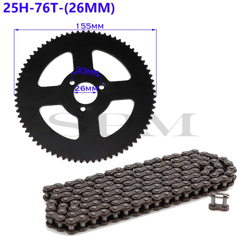 25H Kette Kettenblatt 144/158 Glieder 25H 62/64/66/68/72/74/76 26mm Hinteres Kettenblatt Geeignet für Minimotorrad 47cc 49cc
