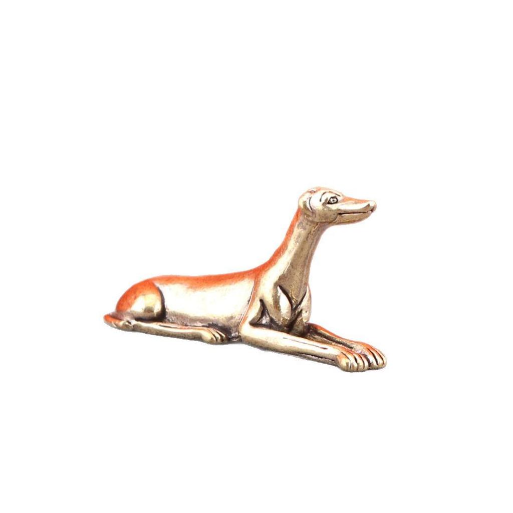 Brass Wangcai Zodiac Dog Antique Decor - Small Bronze Sleeping Dog Tea Pet