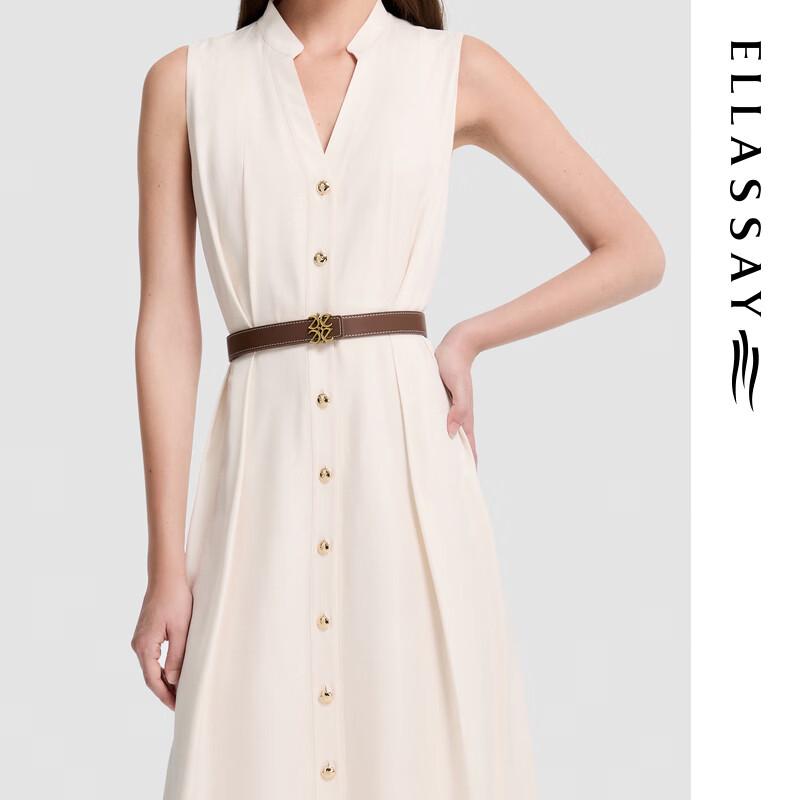 ELLASSAY Women's Summer Acetate Sleeveless V-Neck Midi Dress
