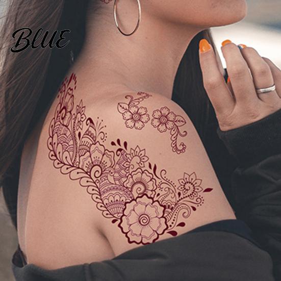 Quick Apply Tattoo Stickers Temporary Sticker Flower Lace Lotus Pattern Fake Tattoos for Women Men Fun Family Waterproof DIY Face Arm Leg
