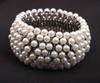 Exaggerated Pearl Metal Elastic Wide Bracelet Bracelet Female Big Brand Accessories