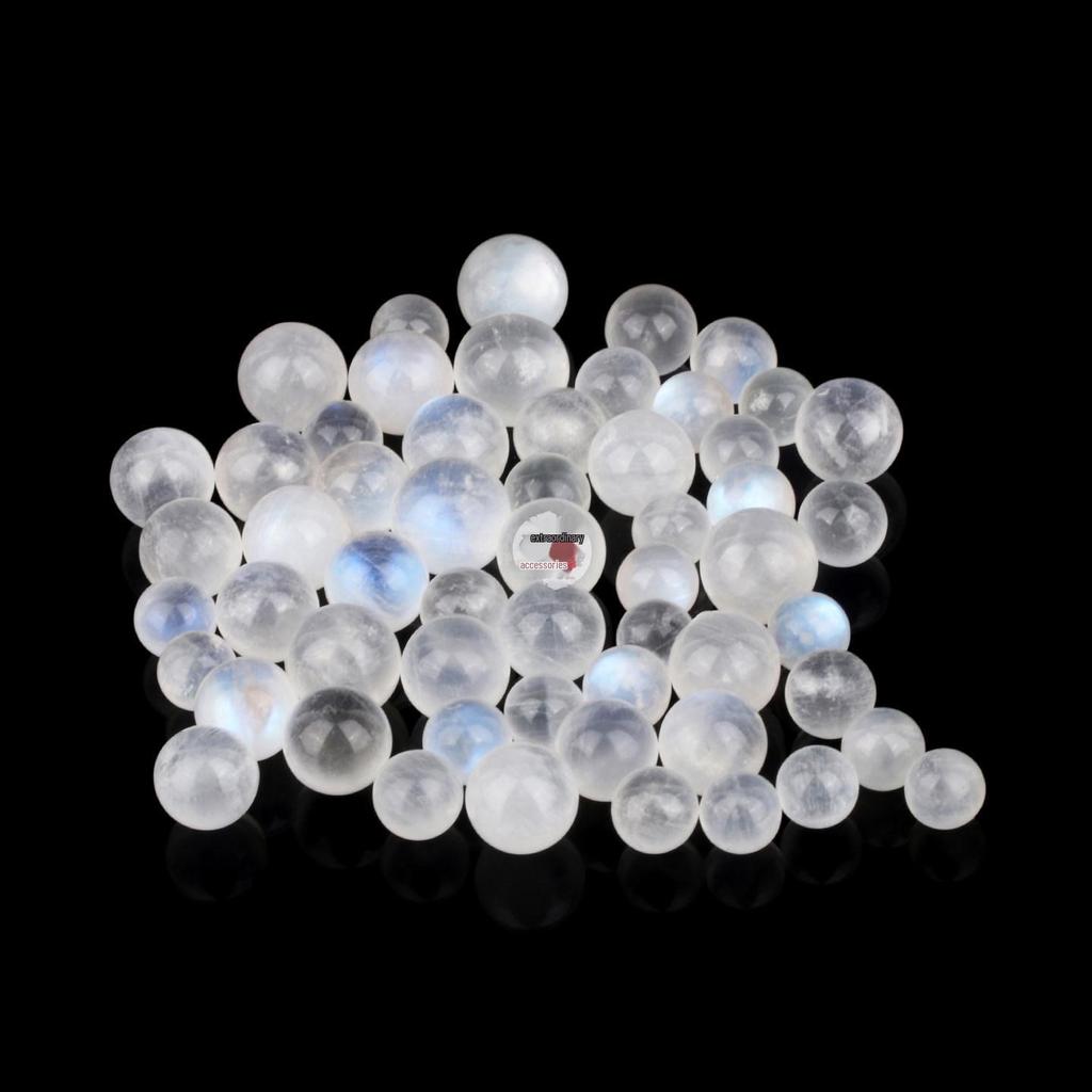Perline Rotonde di Pietra di Luna Blu Naturale - Perline Sfuse Senza Foro per la Creazione di Gioielli in Cristallo Fai da Te