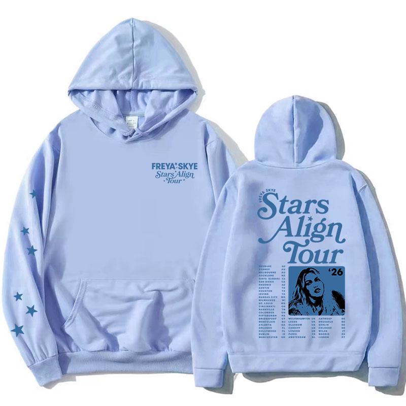 Unisex Streetwear Freya Skye Stars Align Tour Hoodies Langarm Damen Herren Sweatshirt mit Tasche Grafikdruck Merch Pullover