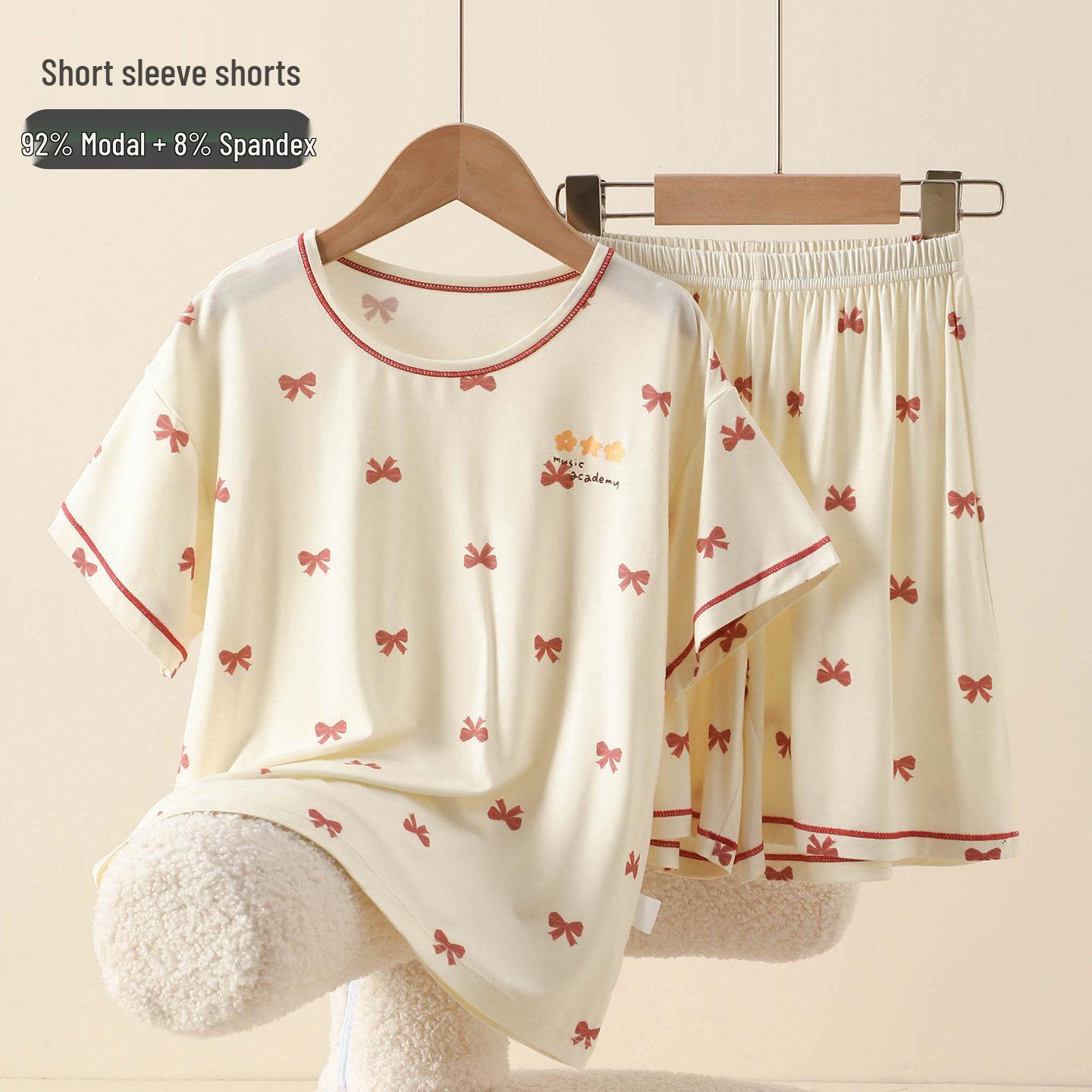 Modal Kids  Nine-Sleeve Pajama Set: Girls  Short-Sleeve Top & Shorts Size 110