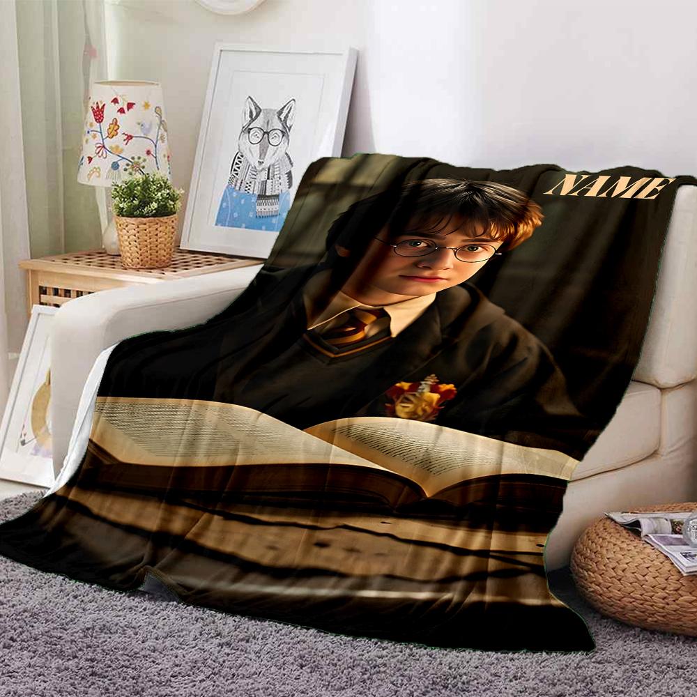Custom Name "Hogwarts Castle Trilogy" Blanket for Couch & Bed, Plush Cozy Fuzzy Blanket Super Soft & Warm Blankets for Fall and Winter. 090891
