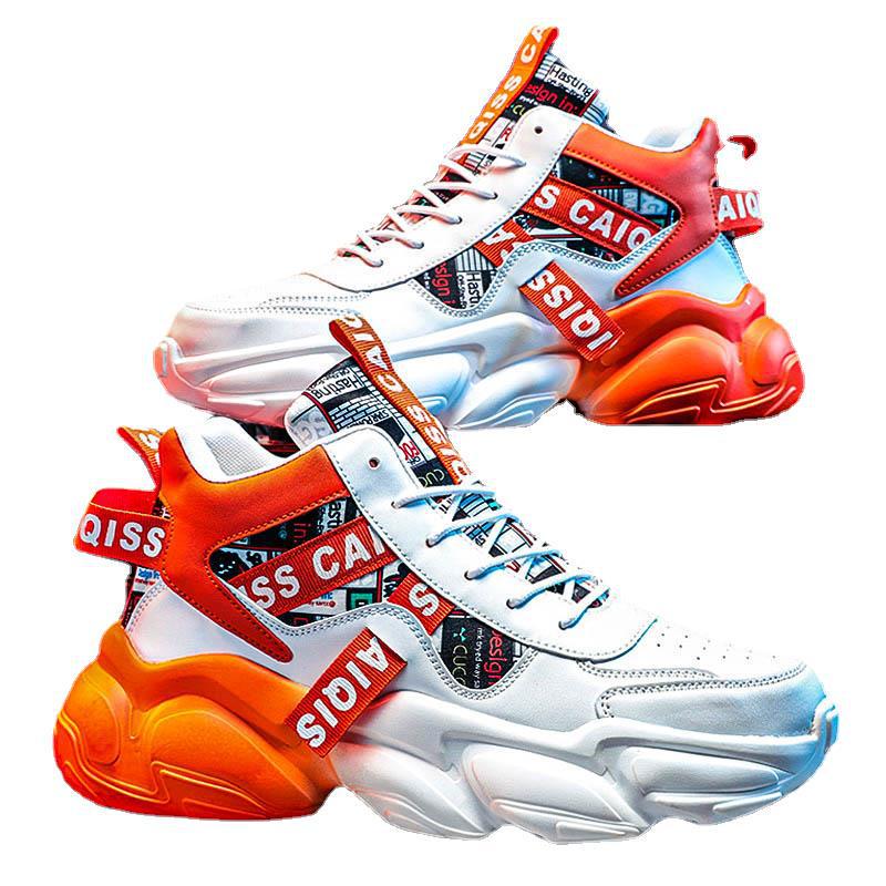 Putian Men's 2024 High-Top Basketball and Casual Running Sneakers with Thick Soles.