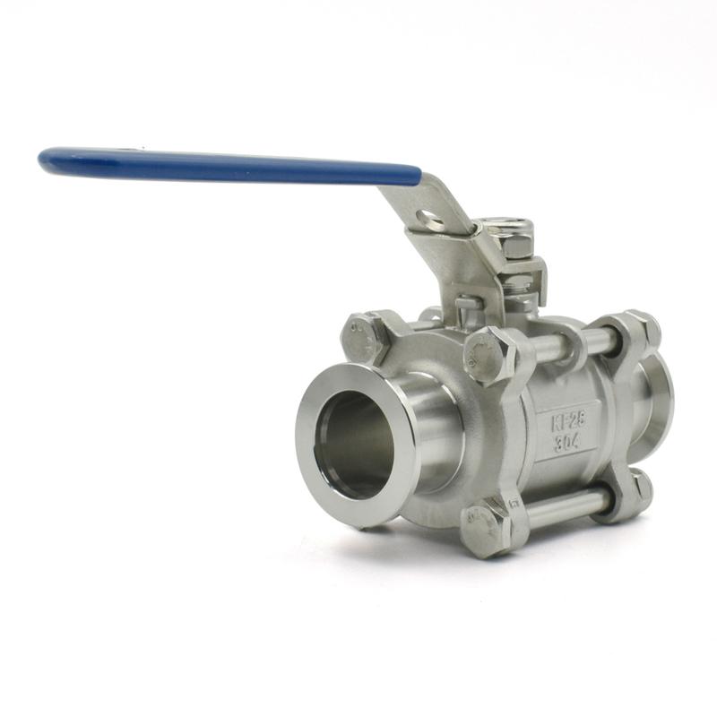 KF16 KF25 KF40 KF50 3-piece High Vacuum Manual Ball Valve SUS304 Stainless Steel KF Vacuum Ball Valve