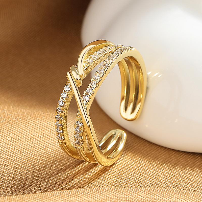 2026 Double Curve Geometric Opening Ring Women's Ins Niche Design Sense Cold Wind Temperament Versatile Premium Ring
