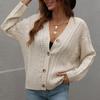Women's  And Winter Button Solid Color Knitted Cardigan Long Sleeve Sweater