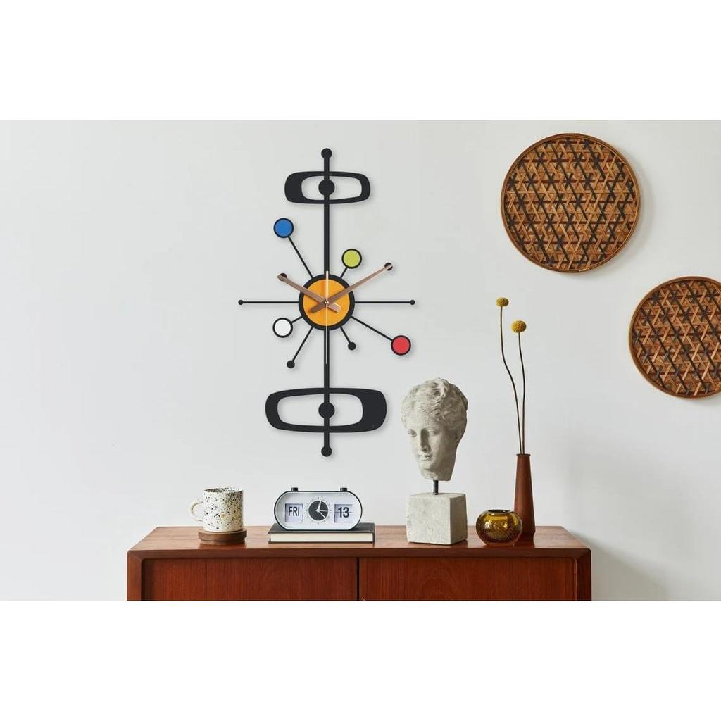 Large World Map Wall Clock, Metal Minimalist Modern Clock, Round Silent Non-Ticking Battery Operated Wall Clocks for Living Room/Home/