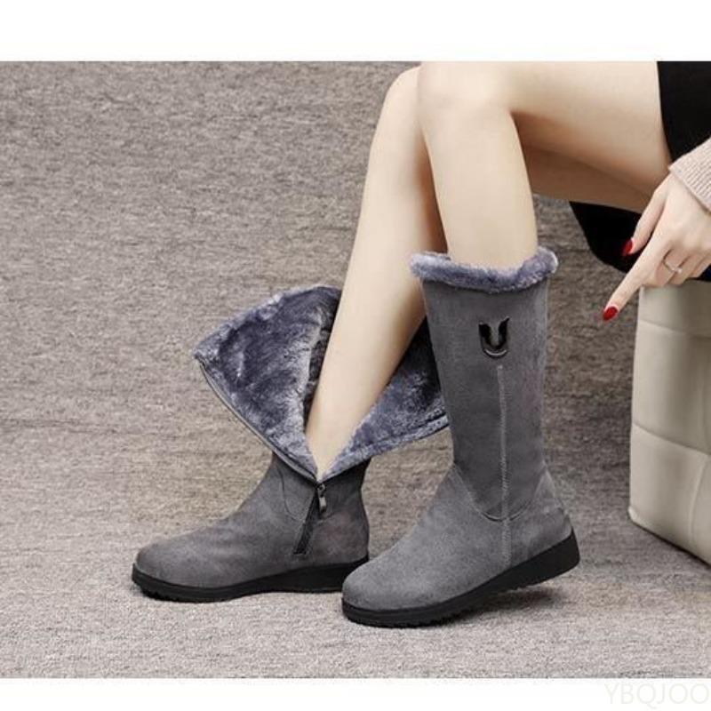 Winter versatile snow boots women's thick fashionable women's boots anti slip warm leisure comfortable side zipper cotton boots