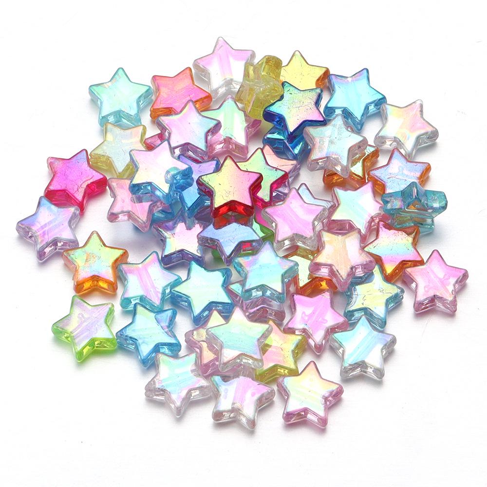 100-Piece Pack: Transparent Acrylic Plated Star Beads for DIY Jewelry Making