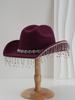Ladies Wedding Bridal Top Hat, Western Curled Cowboy Hat, Eye Jewel with Fringed Rhinestones, Holiday Travel
