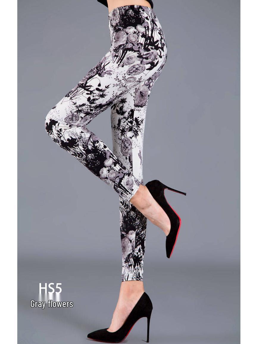 

Женские разноцветные эластичные леггинсы - Молочный шелк, Большой размер, Эластичная талия, Матовые, Длина 9/10 One Size (suitable for 90-145 jin)