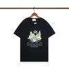 Casablanca Style Short Sleeve T-Shirt Men Women Blue Letter Print Casual Top