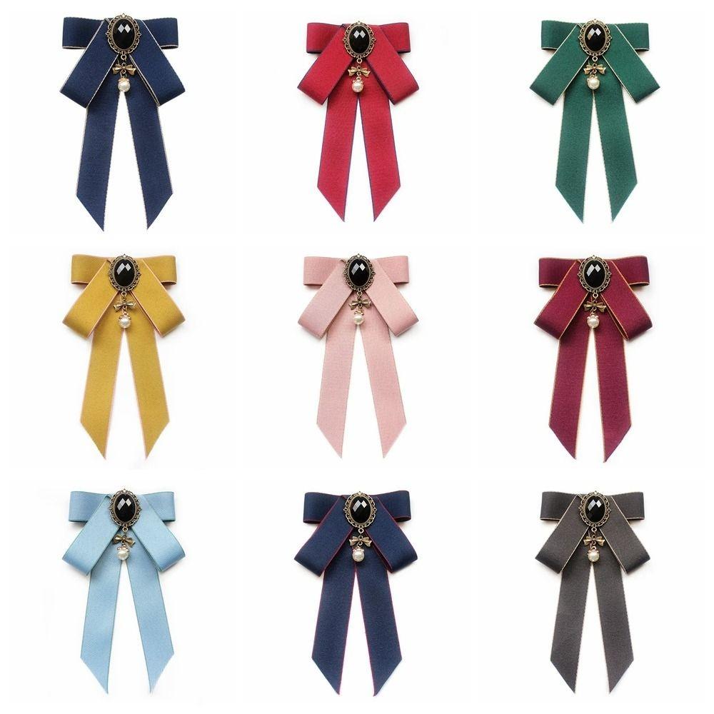Luxulry Alloy Bow Tie Jewelry Accessories Rhinestone Crystal Rhinestone Bowtie Neck Decoration Bowknot Brooches