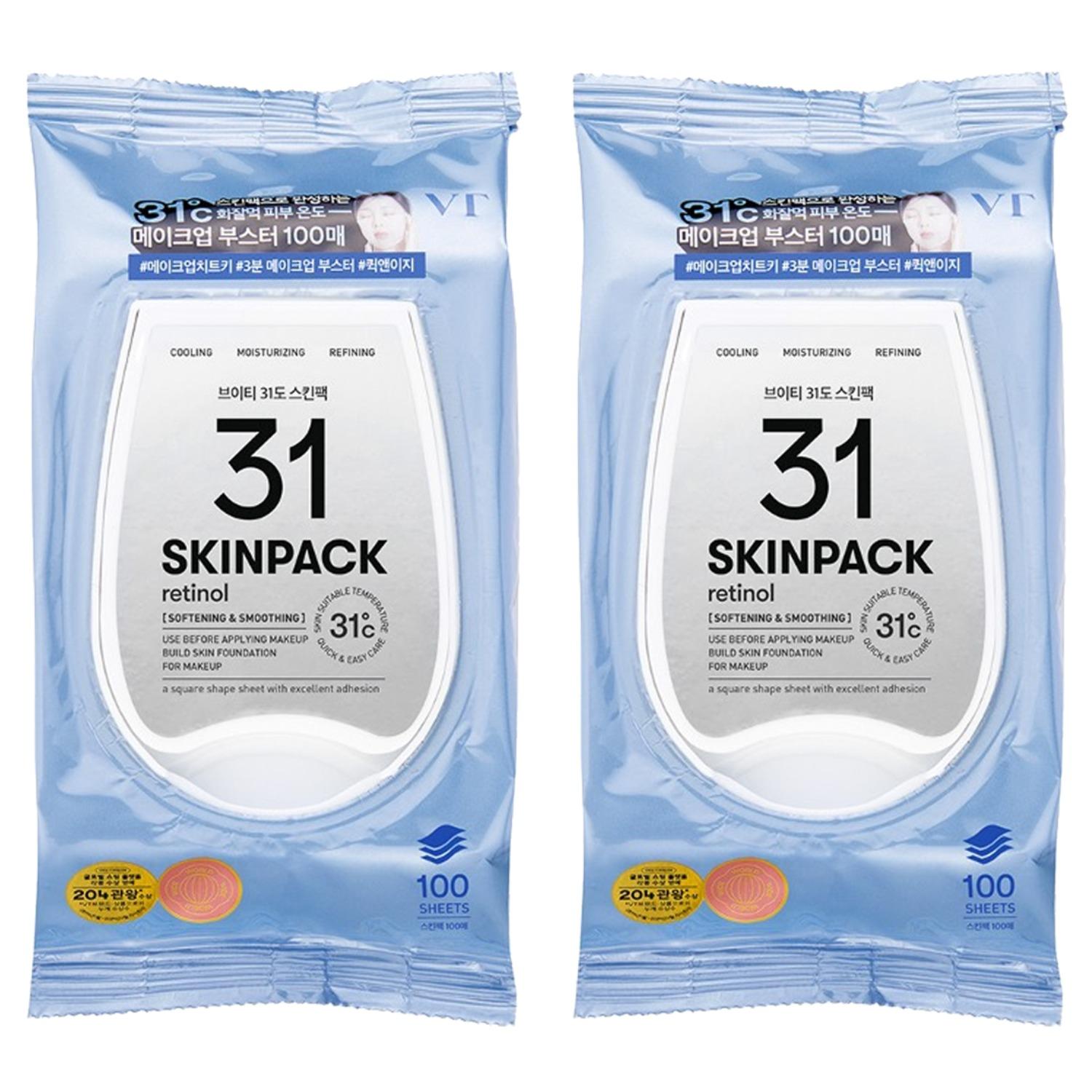

VT Cosmetics Smooth 31°C Skin Pack [100 Sheets x 2ea] - Pore Tightening & Texture Refining Cooling Mask Pads