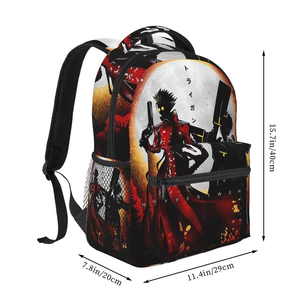 Trigun Vash Anime Manga Student Backpack School Bag Hiking Travel Daypack for Boys Girls Fashion Bookbag Shoulder Bags