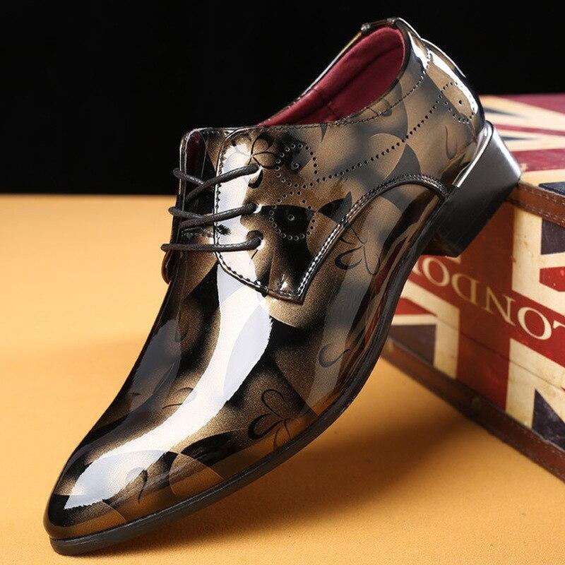 Men's Patent Leather Oxford Dress Shoes Pointed Toe Formal Business Wedding Plus Size