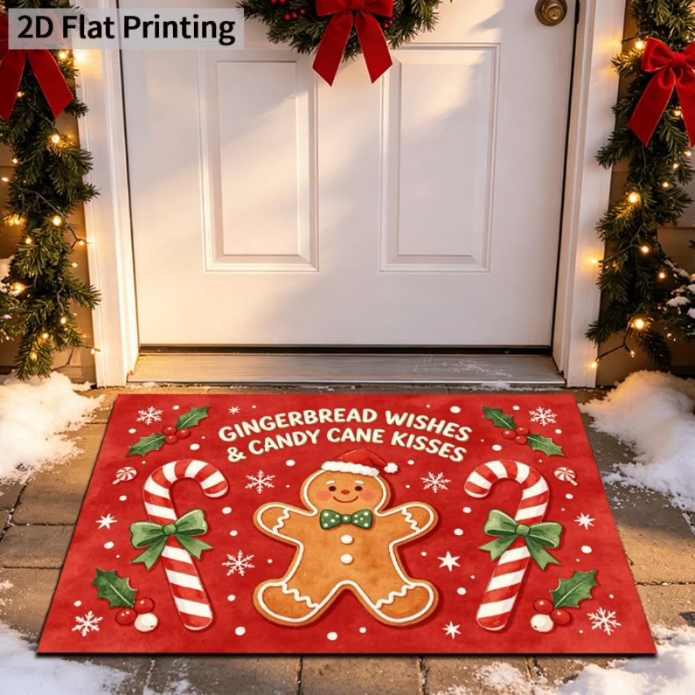 Dachshund Dog Doormat Christmas Welcome Rug Snowflake Lettering Winter Area Rug Laundry Room Studio Garage Home Floor Pad