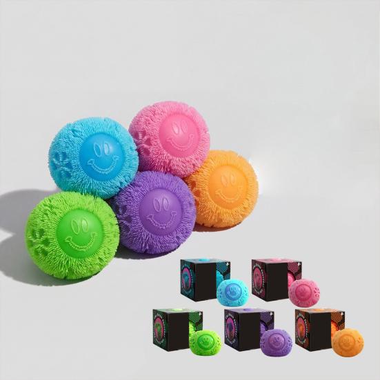 Fuzz Smiling Face Ball Squeeze Toy Stress Relief Fuzzy Ball Fidget Toy Focus Aid Relaxation Anxiety Relieving Office Desk Toy