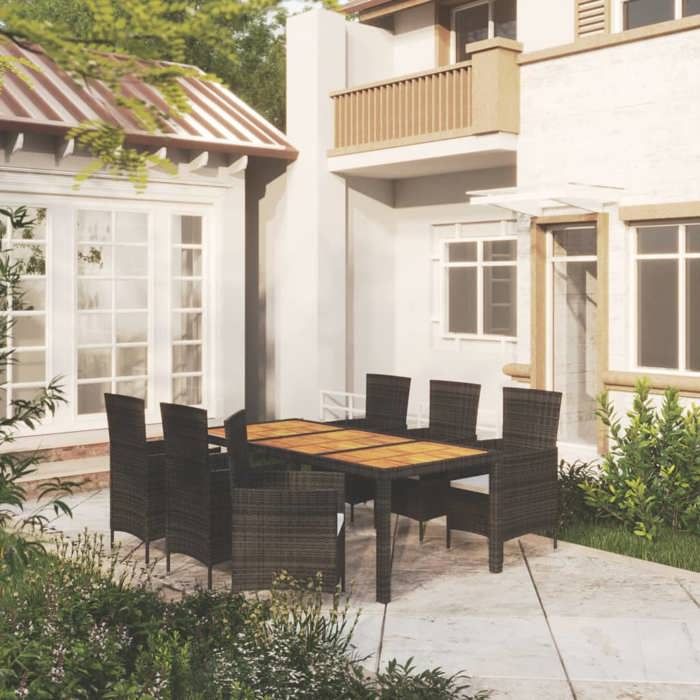 VidaXL Mobilier à Dîner de Jardin 7 pcs avec Coussins Ensemble de Salle à Manger Table et Chaises de Repas de Terrasse Patio 3094837