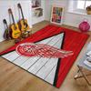 Red Wings Logo On Wooden Texture Patterned Carpet, Non Slip Mat Suitable for Living Room and Bedroom Sofas
