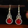 Ancient Red Beaded Cloud Teardrop Earrings - Chinese Hanfu Cheongsam Pearl Accessories