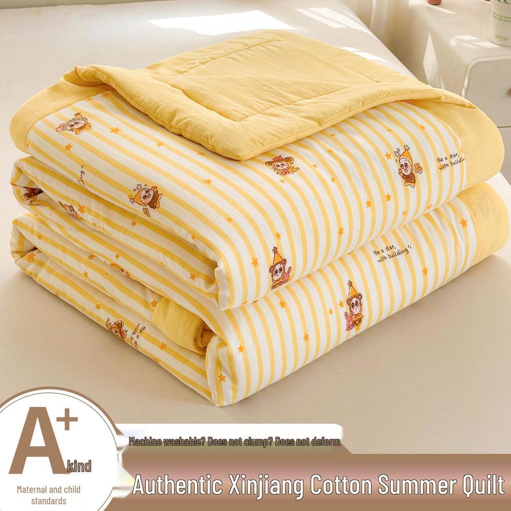 Washable Xinjiang Cotton Summer Quilt for Dormitory - Lightweight, Air Conditioning, Single Size