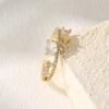 Golden Plated Open Adjustable Ring with Multi-Cut Synthetic Zircon for Women Elegant Statement Jewelry Gift