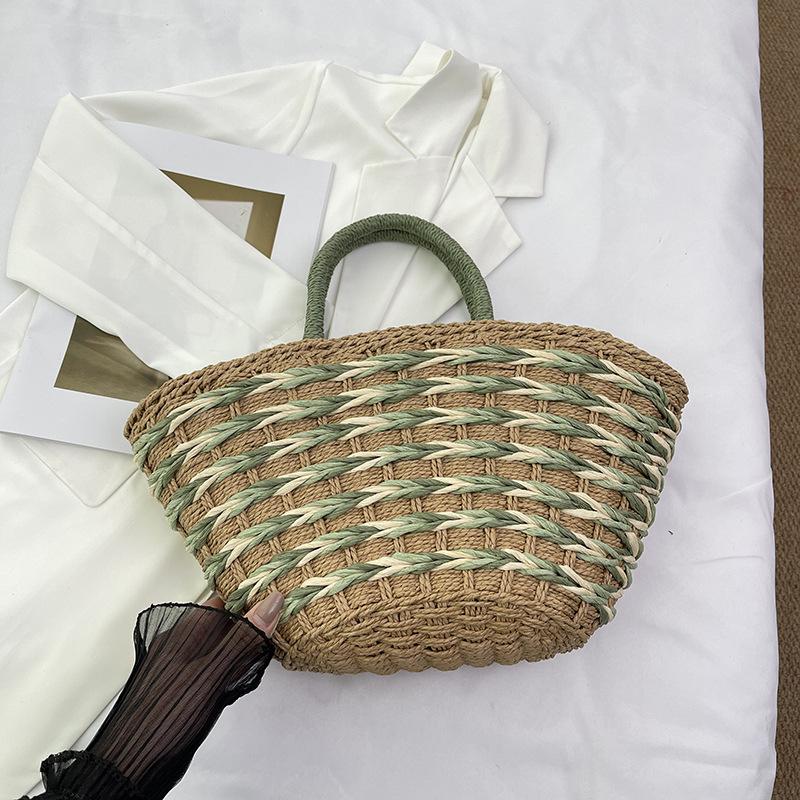 

Летняя популярная портативная соломенная сумка большой вместимости, повседневный отпускной стиль, сумка-корзина для овощей, универсальная плетеная сумка-подмышка One size зелёный