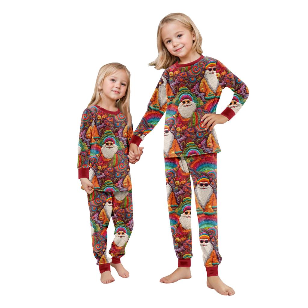 Matching Family Christmas Print Flannel Homewear Set Long-Sleeve Top And Pants